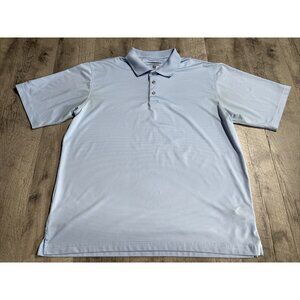 Pebble Beach Polo Shirt Mens XL Blue White Striped Golf‎ Stretch Performance